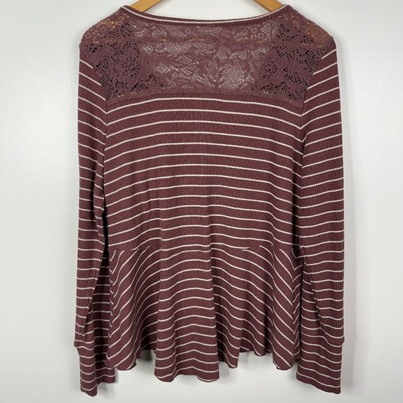 Good + Pure  Anthropologie  Long Sleeve Pajama Lounge Set  Stripe Purple  Medium - Picture 3 of 7